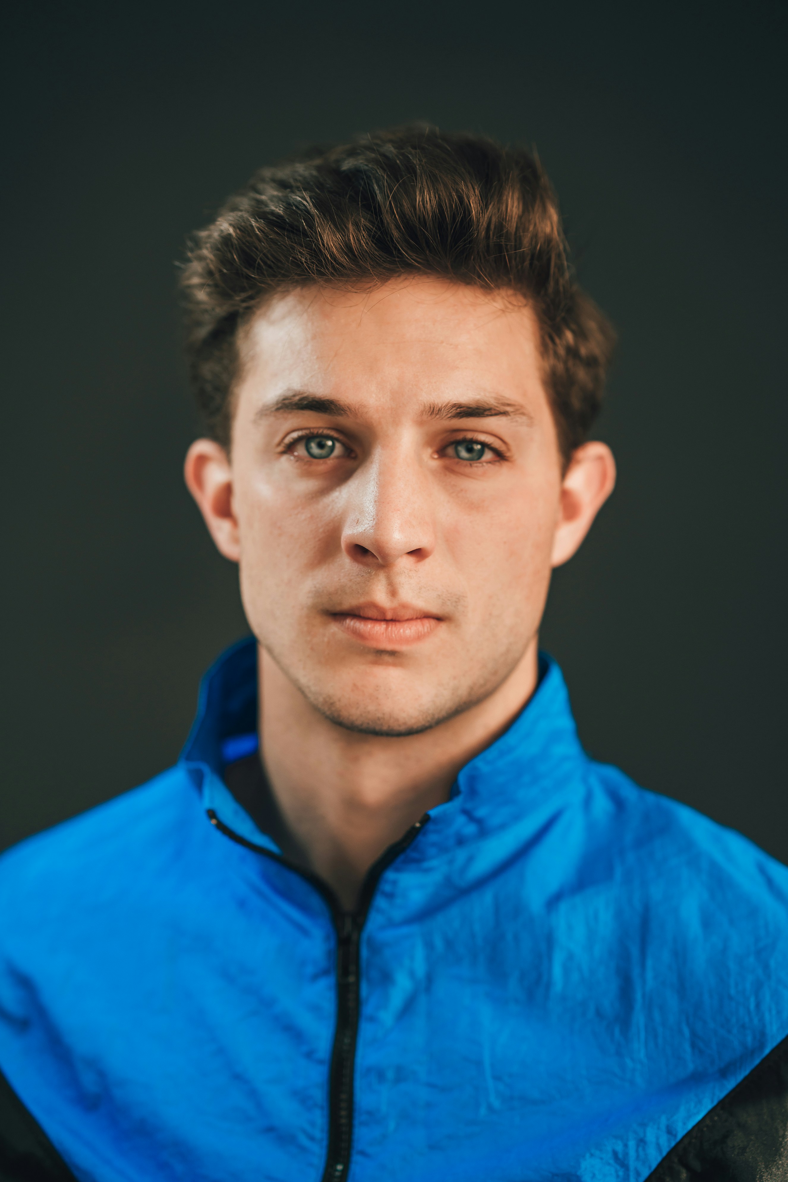 man in blue button up shirt